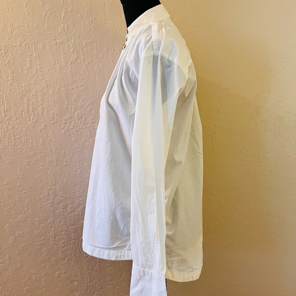 Anthropologie Maeve Henley Popover Shirt in white cotton poplin‎ - Picture 3 of 12